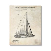 Stupell Industries Vintage Sailboat Watercraft Technical Design Diagram Canvas Wall Art, 36 x 48, Design by Karl Hronek