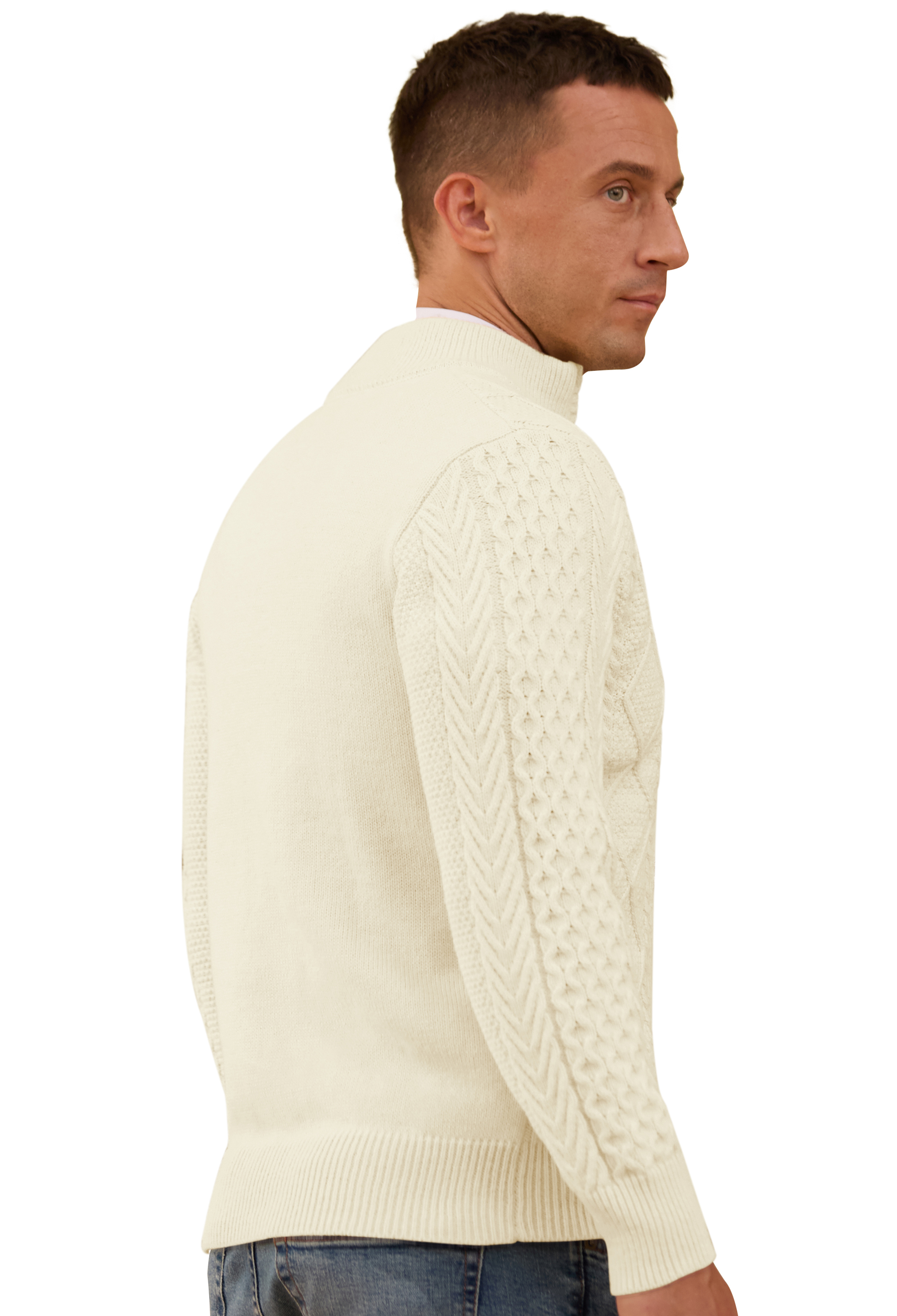 Iceglad Men's Quarter Zip Cable Knit Sweater Stand Collar photo 3