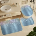 thumbnail image 6 of 4Pcs Cute Rose Blush Silver Faux Glitter Shower Curtain Sets, Bathroom Set Decor with Non-Slip Bath Mat, Toilet Lid Rug and Contour Mat, 72 x 72inch, 6 of 8