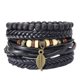thumbnail image 2 of Pulsera ajustable de estilo tropical tejida a mano Pulsera de moda con hojas Pulsera de cuero DIY para hombre Pulsera trenzada de varias capas Set de 4 pulseras, 2 of 8
