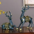 thumbnail image 3 of 2 figuras de ciervos en pareja, escultura de reno de resina, estatua decorativa de animal. azul, 3 of 9