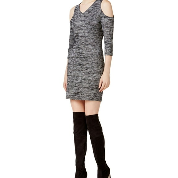 Kensie Womens Cold Shoulder Bodycon Dress, Black, Medium