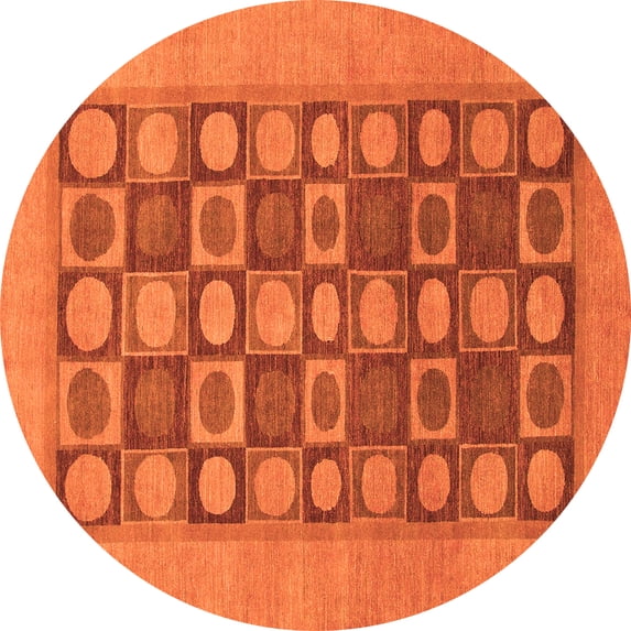 Ahgly Company Indoor Round Checkered Orange Modern Area Rugs, 7' Round