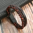 thumbnail image 2 of High Quality Leather Bracelet Men Classic Fashion Red Tiger Eye Beaded Multi Layer Leather Bracelet For Men Jewelry Gift, 2 of 5