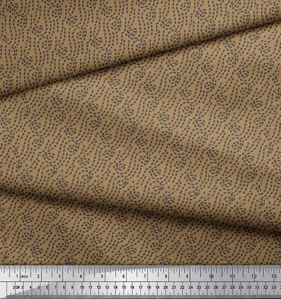 Soimoi Brown Rayon Fabric Brush Stroke Abstract Print Fabric by the Yard 42 Inch Wide