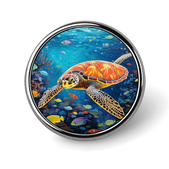 Nautical Green Sea Turtles Custom Round Lapel Pin Personalized Brooch Badge Hat Clothing Jewelry Accessories for Wedding Party