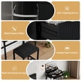 thumbnail image 4 of LED Lighted Glass Top Vanity Desk – 3 Lighting Modes Mirror, Power Outlet, 3 Drawers, Hair Dryer Rack, Modern Makeup Table for Bedroom, Black Panel & Black Iron Frame, 4 of 8