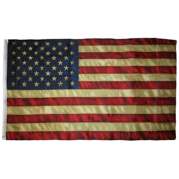 3x5 USA American 50 Star Tea Stained Poly Flag