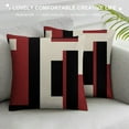 thumbnail image 3 of COMIO Black Wine Red Geometric Decorative Cushion Pillow Covers Modern Geometric Grey Black and Red Grid Stripe Decor Irregular with Hidden Zipper Home for Couch Bed, 3 of 5