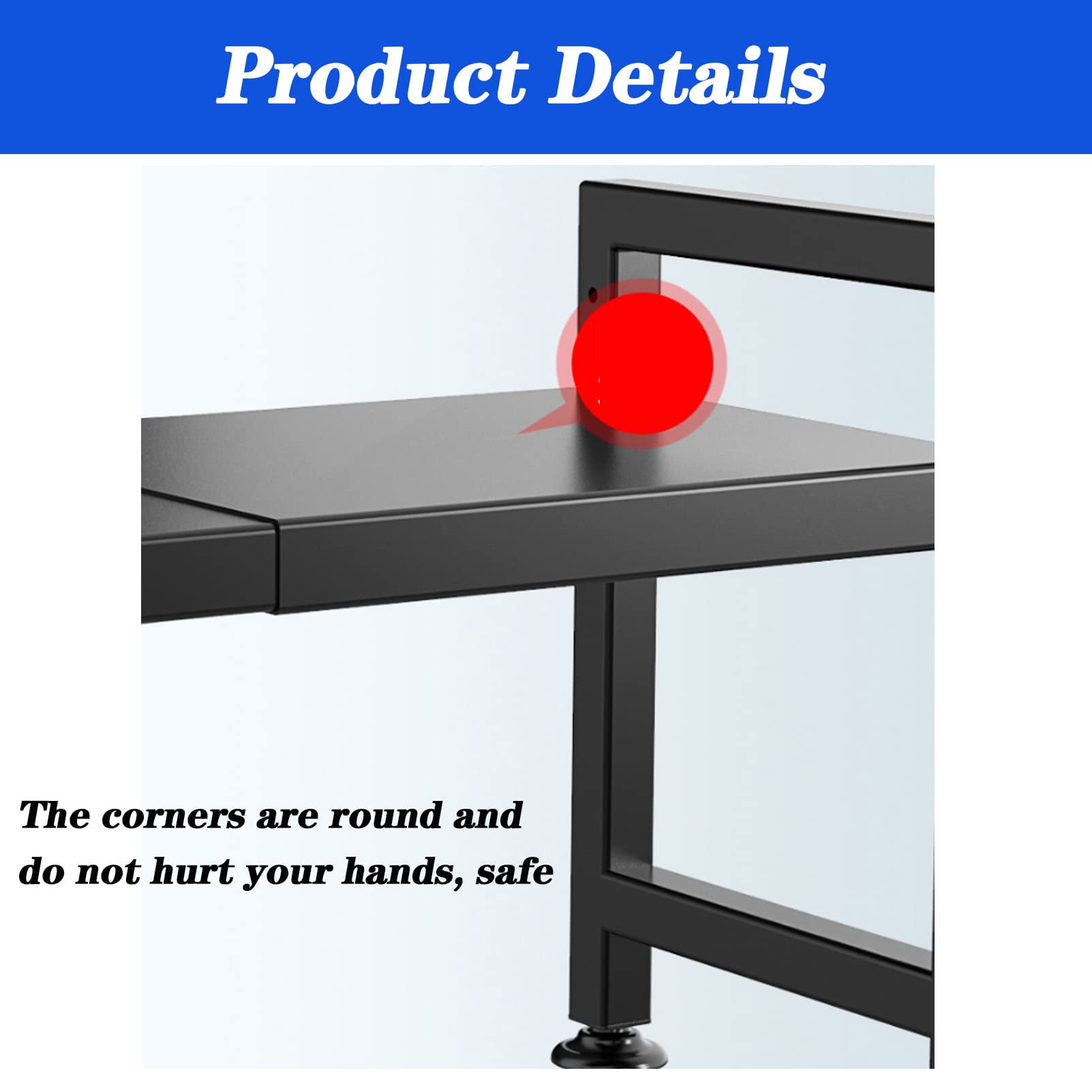 Copedvic 3-Tier Kitchen Baker's Rack Extendable Microwave Oven Stand Kitchen Storage Shelf with S-Hooks, Black