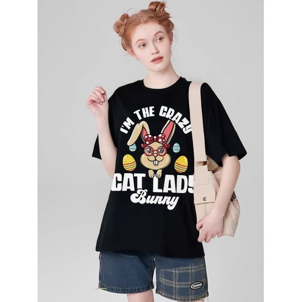 Camiseta de mujer Ropa de verano básicaI'm The Lady Bunny Matching Family Easter Party T-ShirtFather's Day, Mother's Day, New Year, Spring Camisetas de verano para mujer, manga corta, cuello redondo