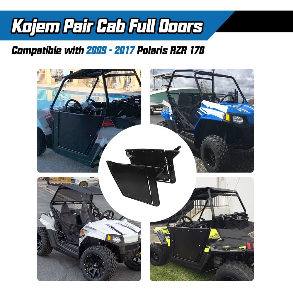 Ecotric Kojem Pair Cab Doors Aluminum Set Full Swing Open Compatible with 2009 - 2017 Polaris RZR 170 UTV Powder Coated, 1 Pair