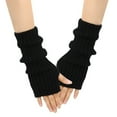thumbnail image 1 of GDREDA Solid Knit Fingerless Mittens Warm Winter Handwear Texting Touchscreen Gloves For Cold Weather And Comfort Black,One Size, 1 of 4