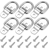 6 Pack D Ring Tie Down Anchors 1/4" Heavy Duty Stainless Steel Trailer Tie Down Hooks for Truck, Trailer, Camper, Warehouse, Boat, Cargo Control & Surface Mount, with Screws Stainless Steel 6 Pack