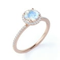thumbnail image 4 of JeenMata 1 Carat Round Cut Rainbow Moonstone and Moissanite Evil Eye Wedding Ring in 18k Rose Gold over Silver, 4 of 6