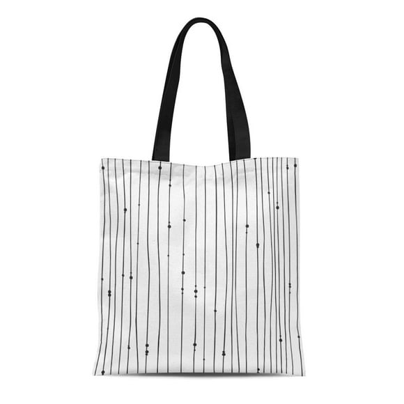 JSDART Canvas Bag Resuable Tote Grocery Shopping Bags Gipsy Bead Black Contour Creative Ink Work Boho Chic Pattern Tote Bag