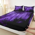 thumbnail image 3 of Feelyou Woodland Botanical Full Size Sheets for Adult, Purple Tree Plant Bed Sheets, Rustic Farmhouse Sheet Sets, Luxury Bedroom Decor, 4pcs, 3 of 7