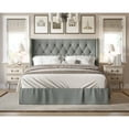 thumbnail image 2 of Home Design Billy Queen Tufted Upholstered Panel Bed Frame with Wingback Sides and Nailhead Trim, Black, Easy Assembly, 2 of 5