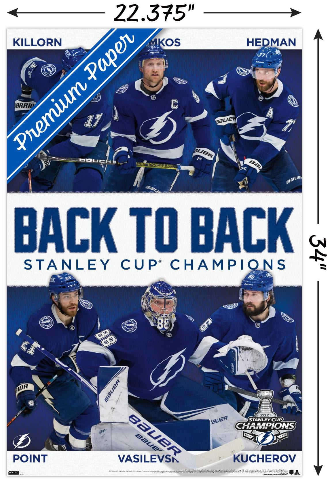 NHL Tampa Bay Lightning - 2021 NHL Stanley Cup Champions Wall Poster, 22.375" x 34"