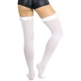 thumbnail image 2 of ToBeInStyle Women's Nylon Over the Knee w/ Ruffle Bow - White - One Size, 2 of 5