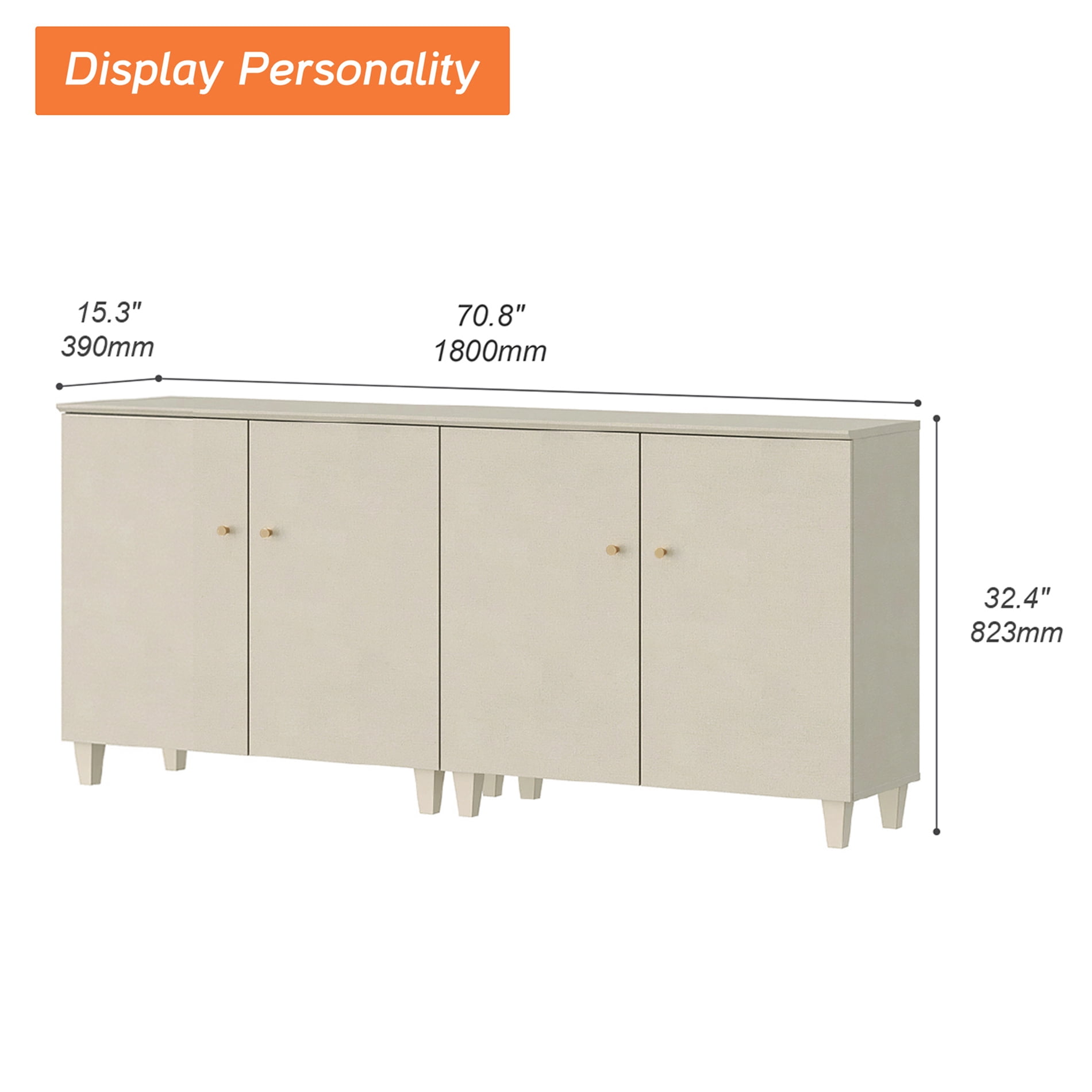 WAMPAT 3-In-1 Beige Wood Storage Cabinets with 6 Drawers and 4 Doors for Bedroom Living Room, 2 Pack