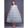 thumbnail image 3 of Bimba White23 Motif Damassé Vector Mi-Mollet Vêtement de Nuit Femme Coton Imprimé Sans Manches Robe de Nuit Maxi Taille Medium, 3 of 6
