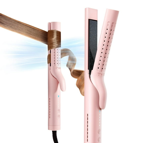 TYMO Airflow Curling Iron for Lasting Curls - Flat Iron Hair Straightener and Curler 2 in 1, Anti-Scald Ionic Curling Wand 1.25 Inch, 360° Cool Air, 5 Temps & Dual V