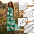 thumbnail image 7 of Jiueut Green Water Lily Print Sleeveless Maxi Dress for Women with Pockets Wrinkle Resistant Linen Look Long Dress Women Casual Resort Wear Summer Beach Wear, 4XL, 7 of 7