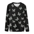 thumbnail image 4 of JUSLIO Zipper Women Tops Fleece Graphic Sweatshirts Irregular Print Long sleeve Round Neck Sweatshirts Black M, 4 of 4