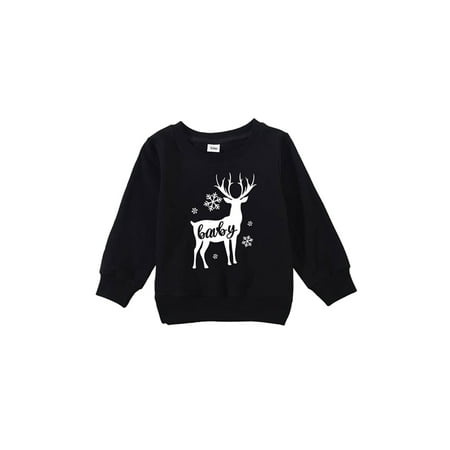 

Matching Family Christmas Sweatshirts Cute Reindeer Print Crewneck Long Sleeve Pullover Adults Kids Sweater Jumper