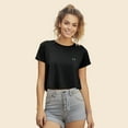 thumbnail image 3 of Dalix Butterfly Embroidered Cropped Flowy Soft Cotton Short Sleeve T Shirt Womens in Dark Heather M Medium, 3 of 5