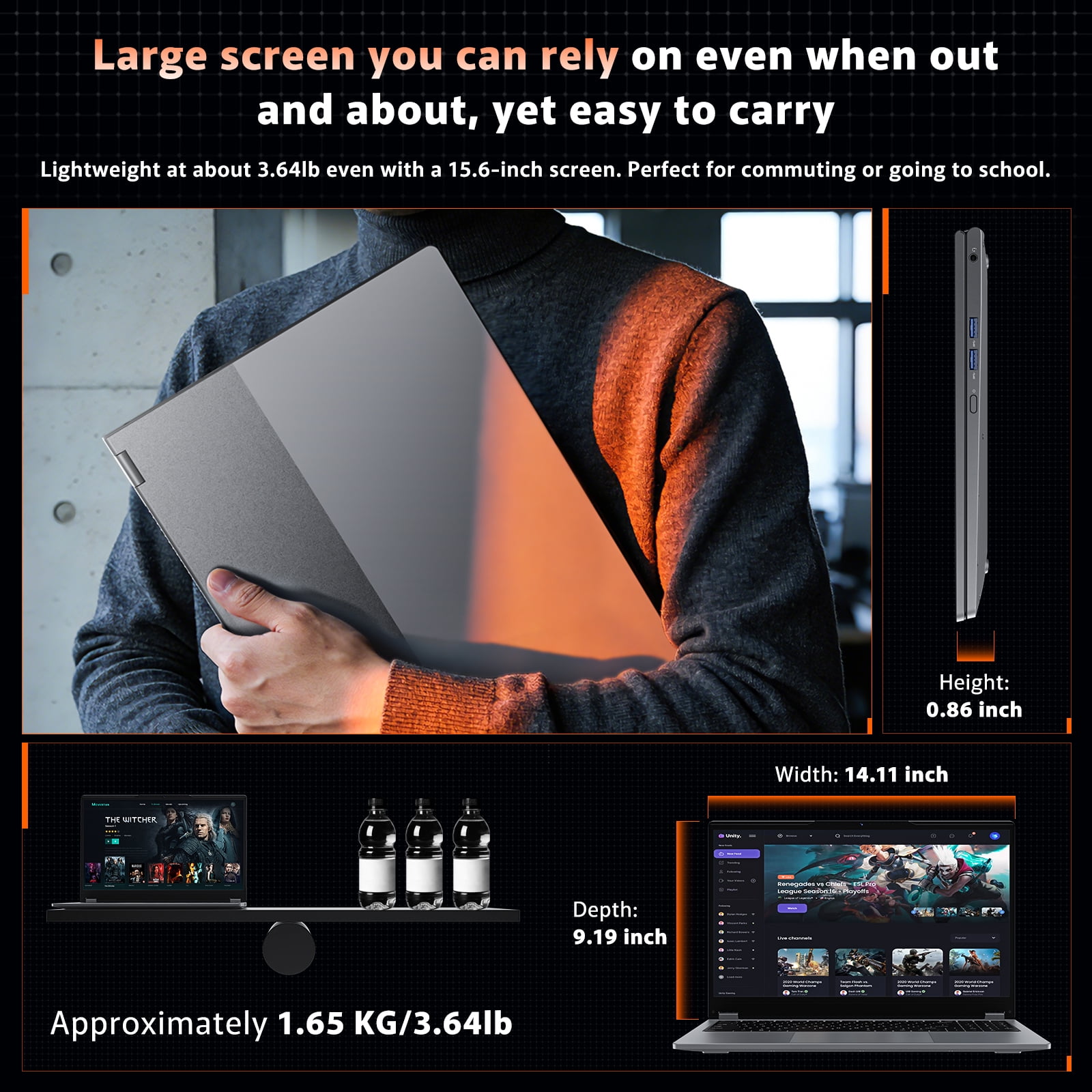 15.6" Touchscreen Gaming Laptop,AMD Ryzen 5 7430U Processor( 6C/12T,up to 4.3GHz,Beat intel Core i7-1355U),360° Foldable 2 in 1 NoteBook Computer,Windows 11 Pro,16GB RAM 512GB SSD,Full HD IPS Display