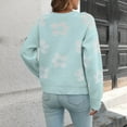 thumbnail image 6 of Lovskoo Sweaters for Women Loose Flowers Round-Neck Sweater Winter Long Sleeve Blouse Light Blue, 6 of 7