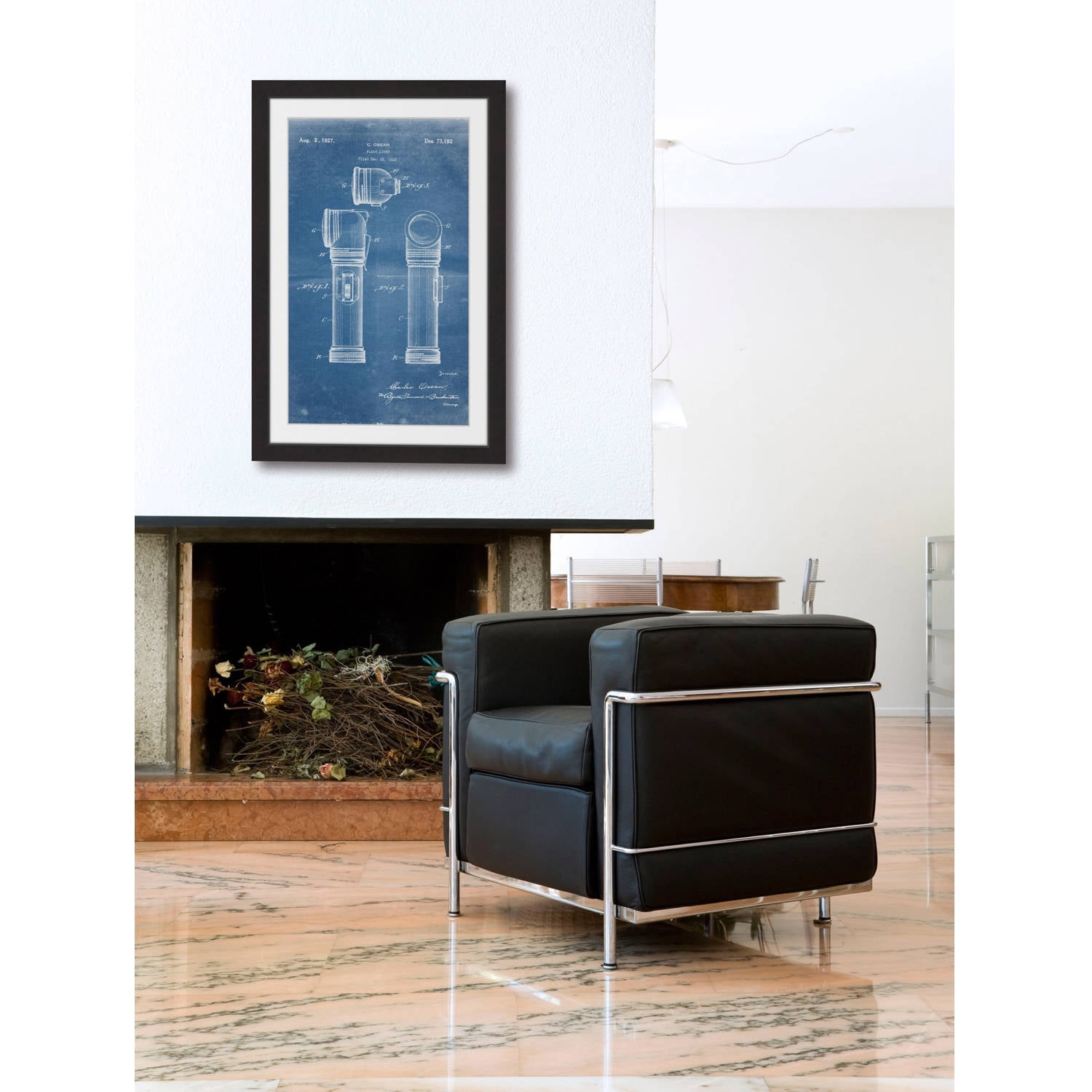 "Flashlight 1923 Blueprint" Framed Painting Art Print, 12" x 1.5"