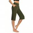 thumbnail image 2 of Oksale Capri Yoga Pants with Pockets for Women Stretch High Waisted Workout Capris Business Dressy Cozy Side Split Trousers Army Green XL, 2 of 9