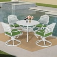 thumbnail image 7 of MEETWARM 5-Piece Outdoor Patio Dining Set, All-Weather Cast Aluminum Patio Conversation Set with 4 Cushions Swivel Rocker Chairs for Backyard Garden Deck and 38.5" Round Table, White, 7 of 7