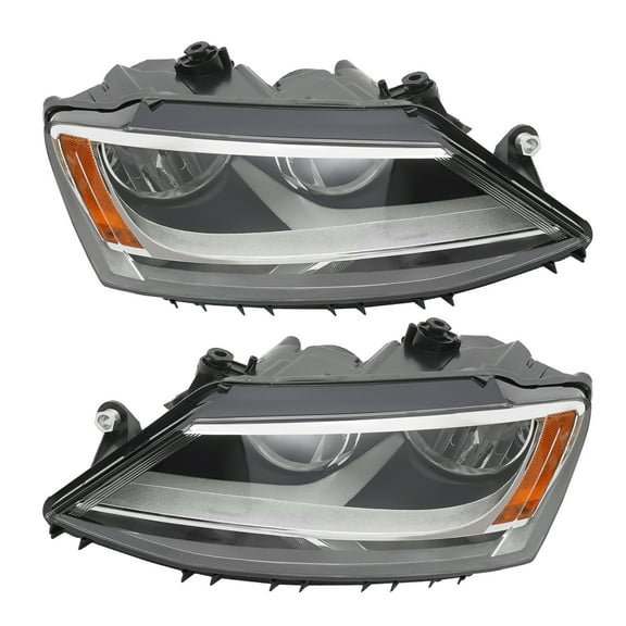 Volkswagen Jetta Right Side Headlight, Halogen H7, Clear Lens, Direct Replacement for Passenger Side