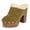Olive, variant on YDN Women Comfy Rivets Slip On Backless Mules Round Toe Fur Sandals Platform Chunky High Heels Daily Slide Shoes Size 7 Brown