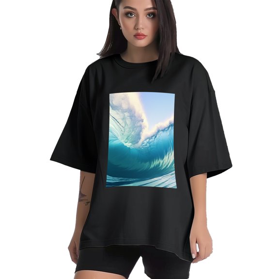 Plus Size Shirt for Women Black Tops for Women Short Sleeves Shirt for Women Wave 2 T Shirt Crewneck Shirt for Women XS