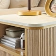thumbnail image 7 of OKD Faux Marble Tabletop Nightstand with Charging Station, Modern Luxury Wood Side Table with 2 Drawers & Gold Metal Decor for Living Room Bedroom, Natural Oak, 7 of 7