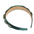 thumbnail image 6 of Unique Bargains Bling Vintage Flowers Rhinestone Green Satin Wide Edge Headband for Women, 5.12"x1.18", 1Pcs, 6 of 7