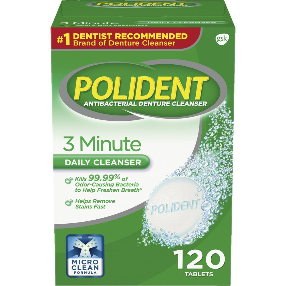Polident 3 Minute Triple Mint Antibacterial Denture Cleanser