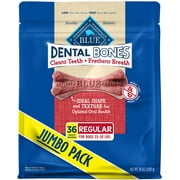 Blue Buffalo Dental Bones Natural Adult Dental Chew Dog Treats, Regular Bones (36 Ounce (Pack of 1))