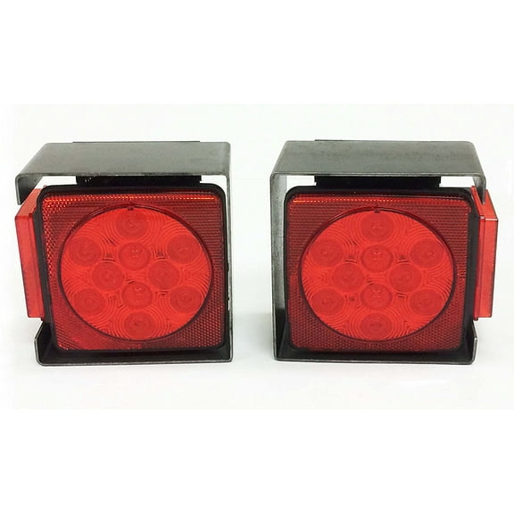 LIBRA Trailer LED Square Tail/Side Light Kit, Stop/Turn, Fits Under 80" Wide Trailers, 2 Pieces