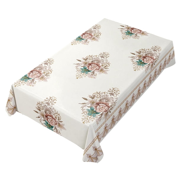 Manteles de vinilo impermeables, mantel de flores de plástico a prueba de derrames, resistente al aceite, para uso en interiores y exteriores en primavera
