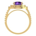 thumbnail image 4 of 2.6 ctw with Simulated Diamond Halo Accents Anniversary Ring for Women | Round Cut Natural Amethyst | Hyperallergenic Solid 14K Yellow Gold, 4 of 5