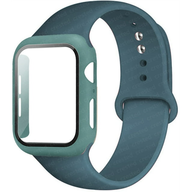 Case+ Strap For Apple Watch Band 44mm 40mm 38mm 42mm Silicone Wristbands with PC Screen Protector Cover iWatch 3 4 5 6 SE