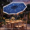 thumbnail image 4 of Costway 10 FT Solar Patio Umbrella with 24 LED Lights, Market Table Umbrella with Fringe Navy Blue, 4 of 10