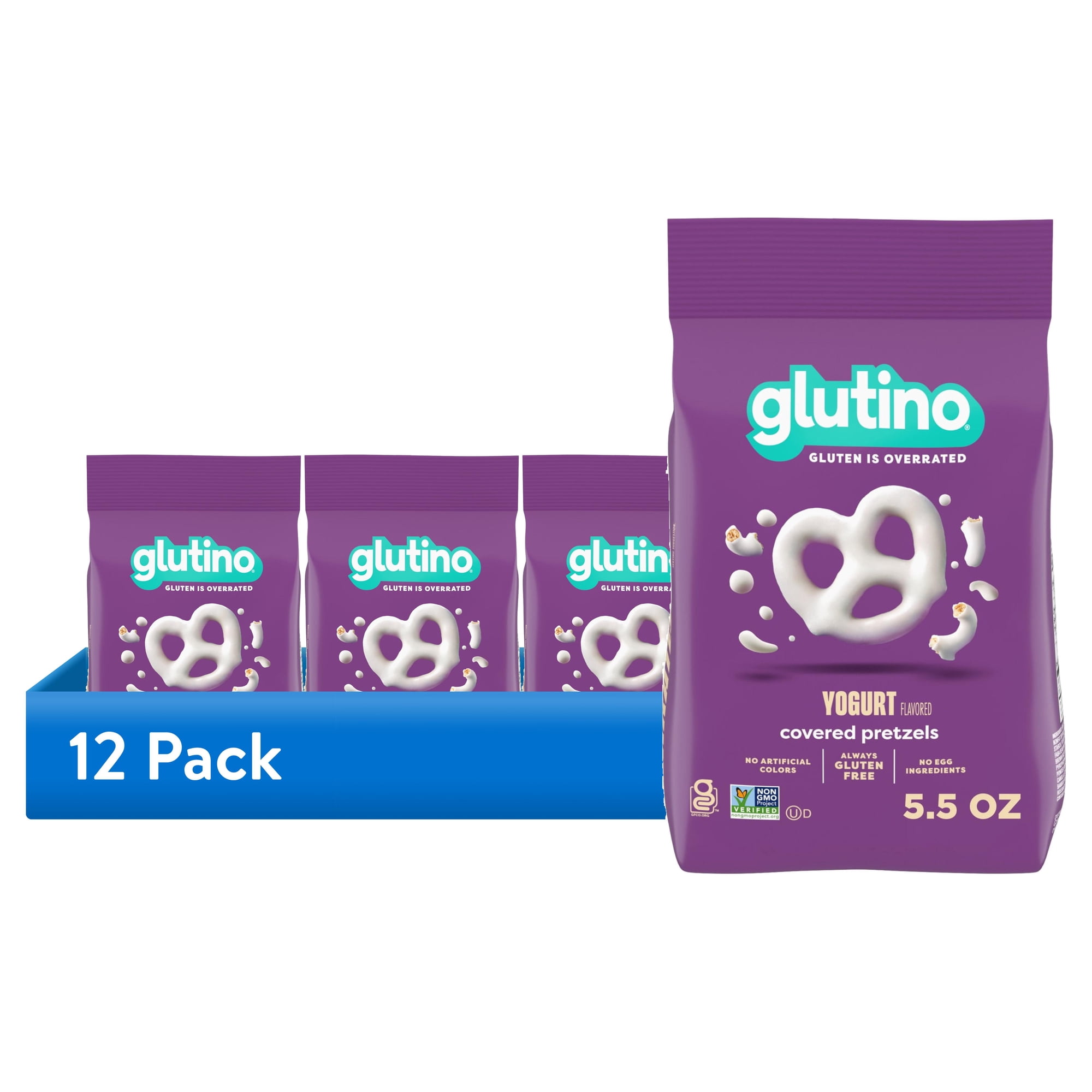 (12 pack) Glutino Gluten-Free Yogurt Flavored Covered Pretzels Gluten-Free Snacks 5.5 oz