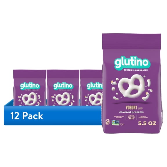 (12 pack) Glutino Gluten Free Yogurt Flavored Covered Pretzels, Gluten Free Snacks, 5.5 oz